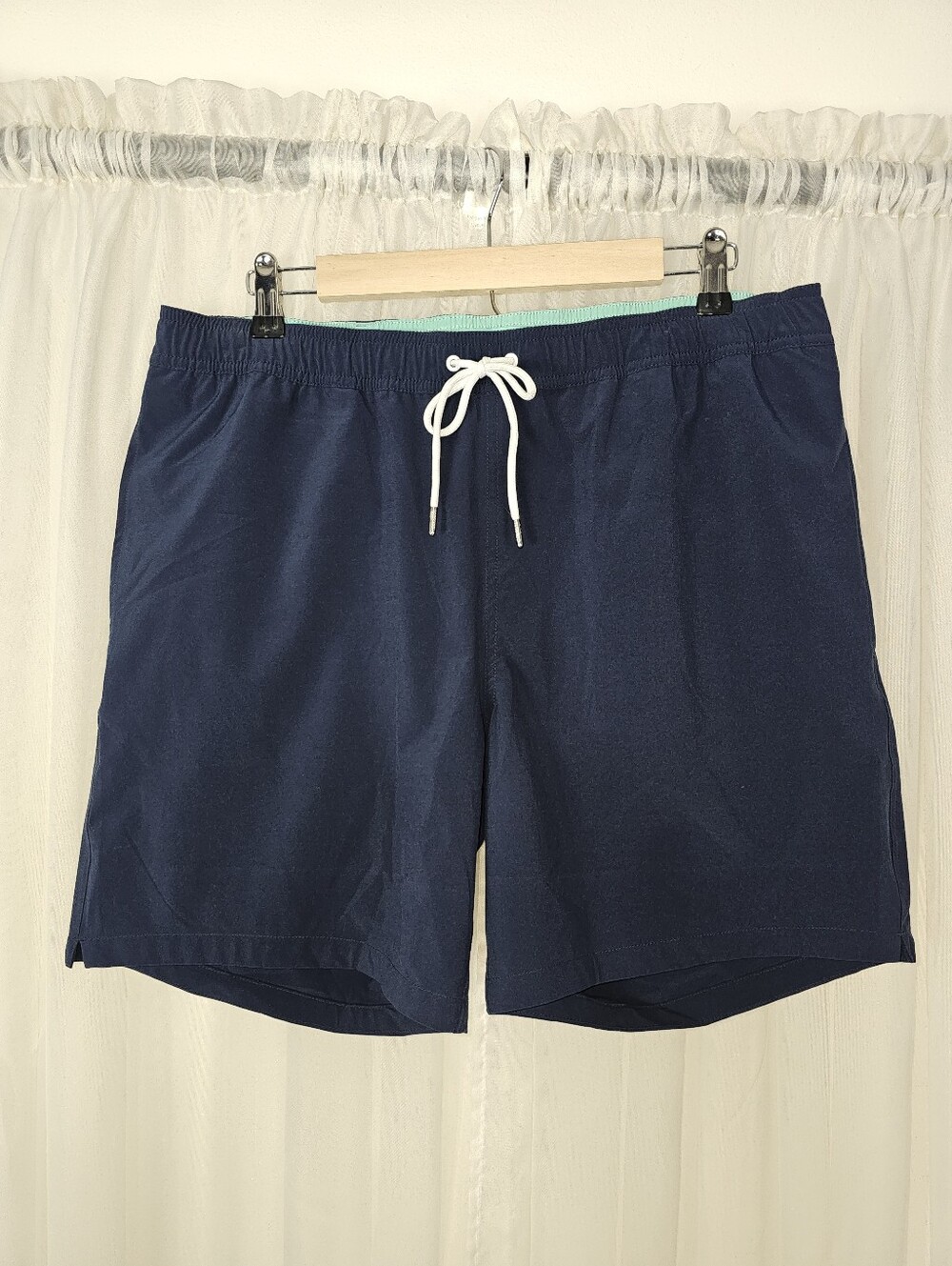 Bonobos 7" Navy Swim Trunks with White Drawstring Large